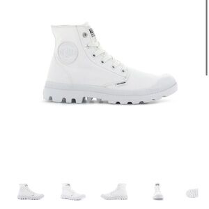 Palladium Pampa Hi Lug Sole Boot Sneakers in Mono Chrome White on White- size 10